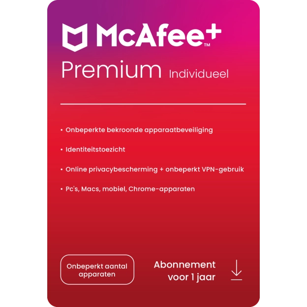 McAfee+ Premium Individual | 1 Jaar | Onbeperkt aantal apparaten